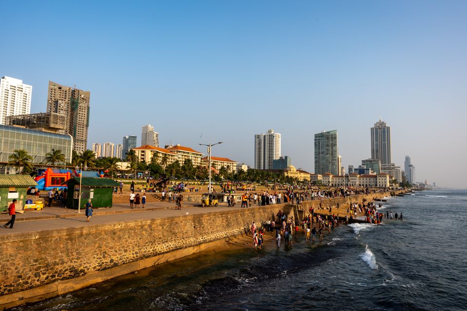 Colombo skyline and the Galle Face promenade beside the Indian Ocean