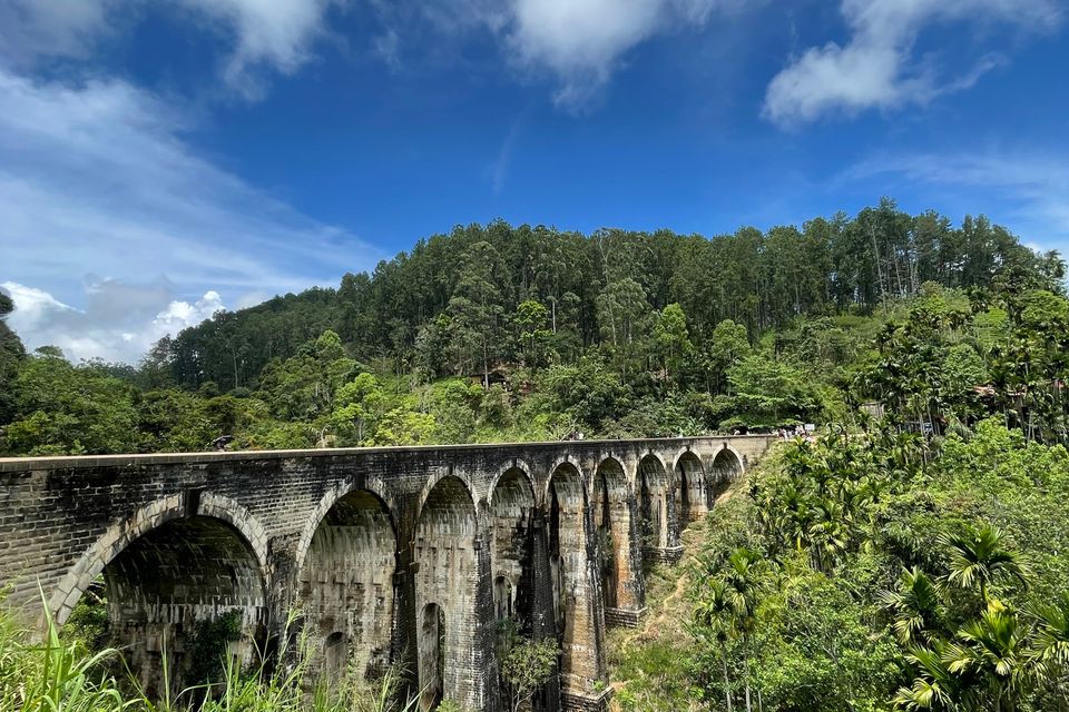 The Nine Arch Bridge among the lush green hills of Ella